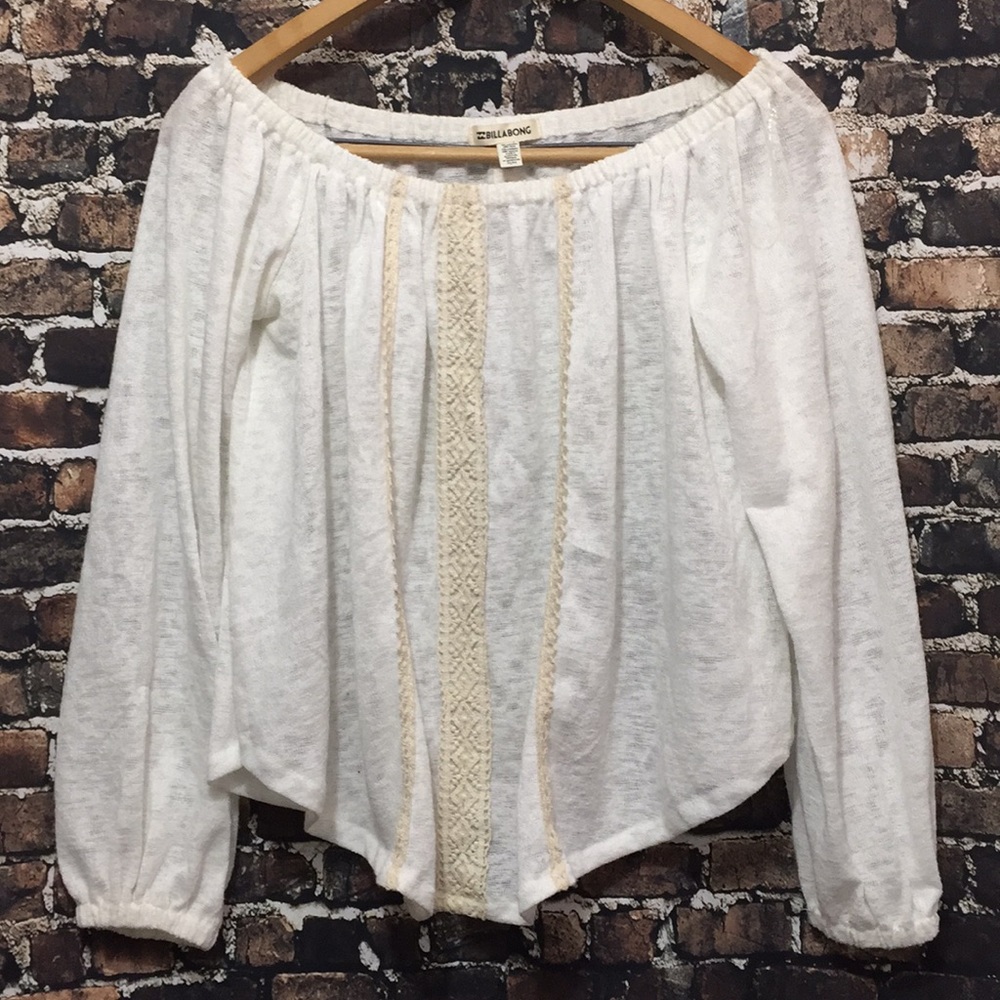 Billabong white blouse elastic neck size M